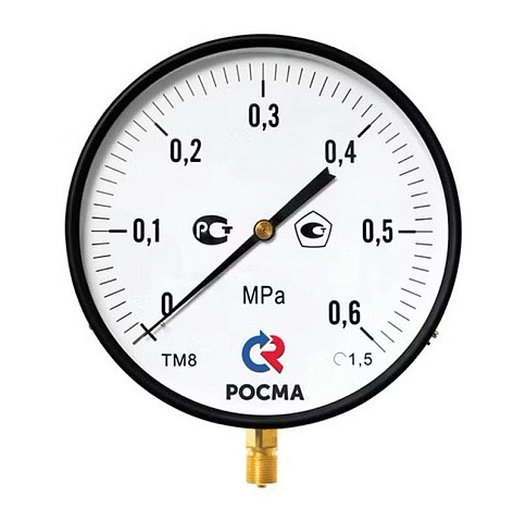 Манометр Росма ТМ-810Р.00 котловый, 250мм, 0-0.4МПа, резьба M20x1,5, радиальный, класс точности 1,5 купить в Казани | "Проконсим"