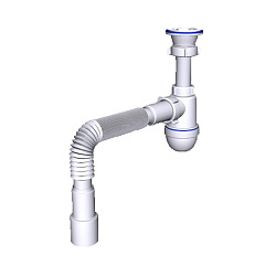  Сифон для умывальника-мойки бутылочный АНИ C0115 1 1/2 с гибкой трубой 40/50 (421100853) со склада Проконсим в Казани