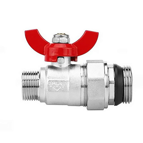 Кран шаровой латунный DN 25 PN 10 никелированный прямой  для коллектора (2 шт.) Varmega VM15951 купить в Казани | "Проконсим"