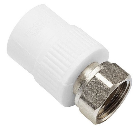Муфта комбинированная ПП 20-1/2'' PN 25 с накидной гайкой белая VALFEX  купить в Казани | "Проконсим"