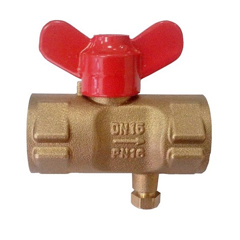 Кран латунный шаровой 11Б27п(М)1 DN 15 PN 16 трёхходовой под манометр G1/2"-М20х1,5 муфта-муфта бабочка Пензапромарматура купить в Казани | "Проконсим"