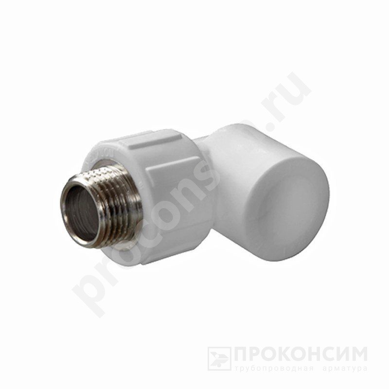 Цена по запросу. Распродажа! Вывод из ассортимента. Угольник ПП 32-3/4'' с наружной резьбой белый Политэк 9410003234 (251312409) со склада Проконсим в Казани
