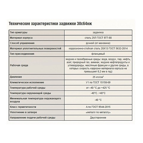 Задвижка стальная 30с64нж DN 50 PN 25 фланцевая L=250мм класс ''А'' САЗ АВАНГАРД купить в Казани | "Проконсим"