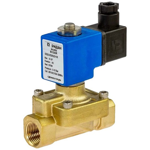 Клапаны электромагнитные DN 15-50 PN 12-16 латунные 220В нормально закрытые EPDM РИДАН EV220R купить в Казани | "Проконсим"