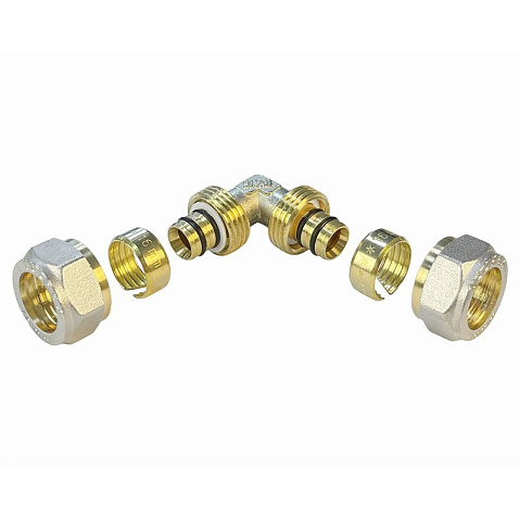 Угольники латунные для PEX труб DN 16-20 PN 10 обжимные никелированные Valfex VF.351.N купить в Казани | "Проконсим"
