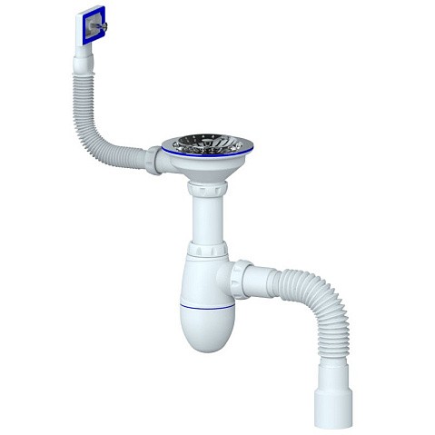 Сифон для мойки Unicorn В425, 40х50 гибкий отвод, 3 1/2'' х40 чаша из нержавеющей стали, прямоугольный перелив купить в Казани | "Проконсим"