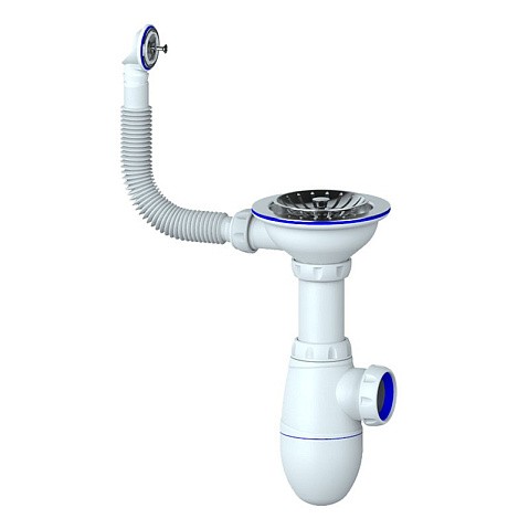 Сифон для мойки Unicorn В411, без отвода, 3 1/2'' х40 чаша из нержавеющей стали, круглый перелив купить в Казани | "Проконсим"