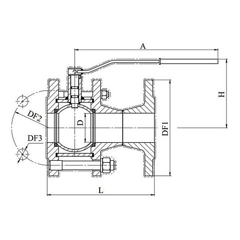 Кран стальной шаровой разборный BREEZE 11с41п, DN 50 PN 16, 180мм, полнопроходной, фланцевый с ручкой купить в Казани | "Проконсим"
