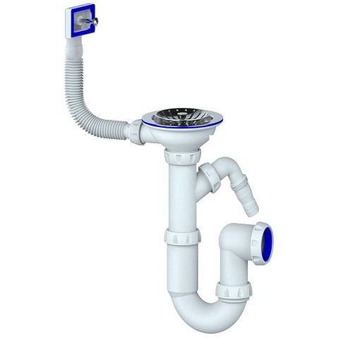 Сифон для мойки Unicorn Y430V, 3 1/2'' х40 без отвода, чаша из нержавеющей стали с отводом для стиральной машины, прямоугольный перелив купить в Казани | "Проконсим"