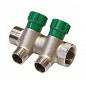 Коллектор латунный никелированный DN 20 2 выхода G 1/2'' с запорными клапанами плоское присоединение отвода,SGL купить в Казани | "Проконсим"