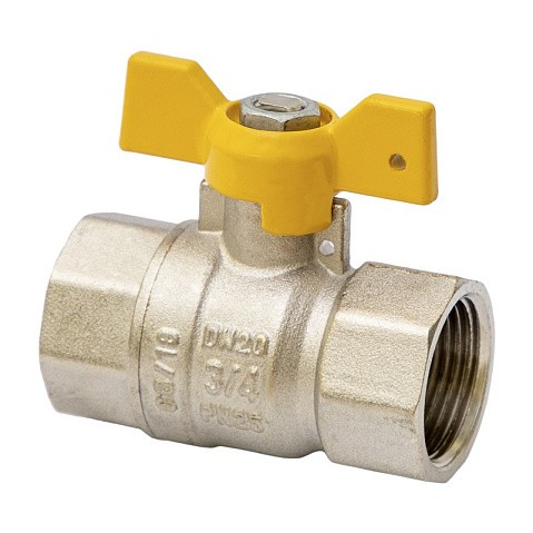 Кран латунный шаровой газовый MVI BV.813 DN 15 PN 25 никелированный полнопроходной муфта-муфта бабочка купить в Казани | "Проконсим"
