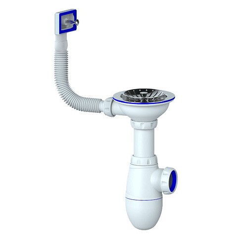Сифон для мойки Unicorn В410P, без отвода, 3 1/2'' х40 чаша из нержавеющей стали, прямоугольный перелив купить в Казани | "Проконсим"