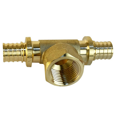 Тройник латунный для PEX труб 20-1/2''-20 PN 16 S-2,8мм под надвижную гильзу Valfex VF.432.AF купить в Казани | "Проконсим"