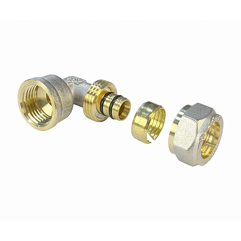 Угольник латунный для PEX труб 20-1/2'' PN 10 обжимной никелированный Valfex VF.352.N  купить в Казани | "Проконсим"