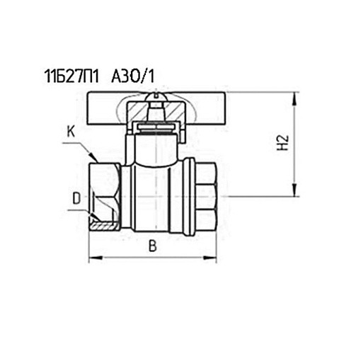 Кран латунный шаровой 11Б27п1 DN15 PN40 бабочка муфта-муфта БАЗ Standart купить в Казани | "Проконсим"
