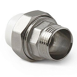  Муфта комбинированная ПП 20-1/2'' PN 25, разъёмная, с наружной резьбой, белая, Pro Aqua PA21008  (251239701) со склада Проконсим в Казани