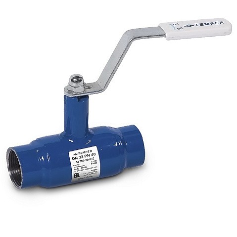 Кран стальной шаровой DN 15 PN40 100мм полнопроходной муфта-муфта с ручкой Temper купить в Казани | "Проконсим"