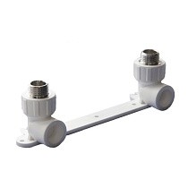 Угольник установочный ПП 25-1/2'' двойной с наружной резьбой белый Политэк купить в Казани | "Проконсим"