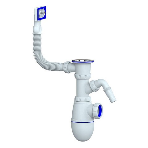 Сифон для мойки Unicorn В440V, без отвода, 1 1/2'' х40 чаша из нержавеющей стали, прямоугольный перелив купить в Казани | "Проконсим"