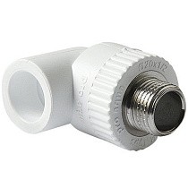 Угольники ПП DN 20-32 PN 25 комбинированные с наружной резьбой белые Pro Aqua купить в Казани | "Проконсим"