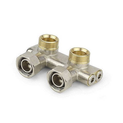 Узелы нижнего подключения VARMEGA VM139 DN20 угловой двухтрубный 3/4''x3/4'' евроконус, перекрёстный муфта-штуцер купить в Казани | "Проконсим"