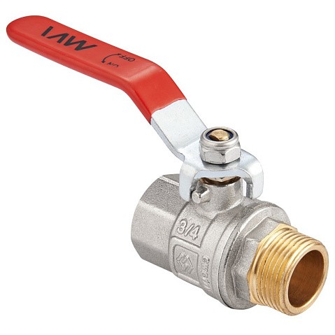 Кран латунный шаровой MVI BV.512 DN 15 PN 40 никелированный полнопроходной муфта-штуцер рычаг купить в Казани | "Проконсим"