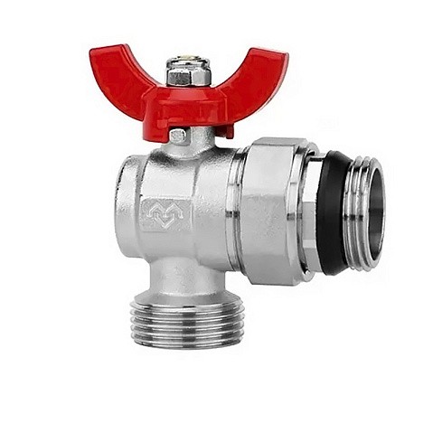 Кран шаровой латунный DN 25 PN 16 никелированный угловой  для коллектора (2 шт.) Varmega VM15955 купить в Казани | "Проконсим"