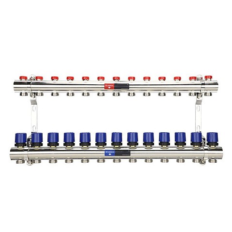 Коллекторная группа из латуни DN 25-13 вых. G-3/4'' евроконус, без расходомеров, без дренажного крана и воздухоотводчика VARMEGA VM15813 купить в Казани | "Проконсим"