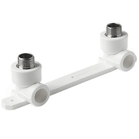 Угольник установочный двойной ПП 20-1/2'' PN 25 с наружной резьбой белый Pro Aqua PA280108P купить в Казани | "Проконсим"
