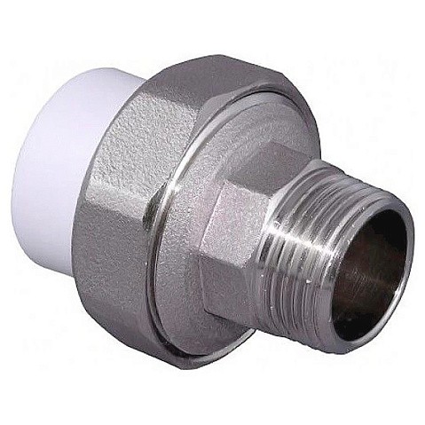 Муфта комбинированная ПП 20-1/2'' PN 25 разъёмная с наружной резьбой белая VALFEX  купить в Казани | "Проконсим"