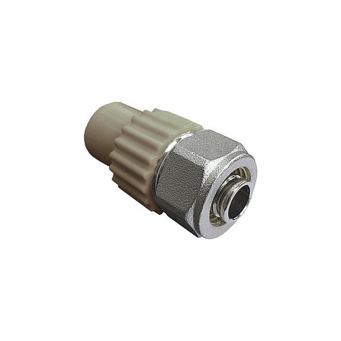 Комбинированный ниппель для соединения PPR-PE-AL-PE труб 20x16 PN 25 серый VALFEX купить в Казани | "Проконсим"
