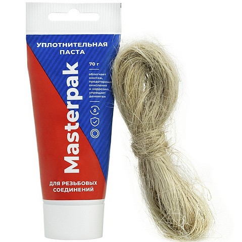 Набор уплотнительный паста +лён для воды, пара 70гр+14гр Masterpak купить в Казани | "Проконсим"
