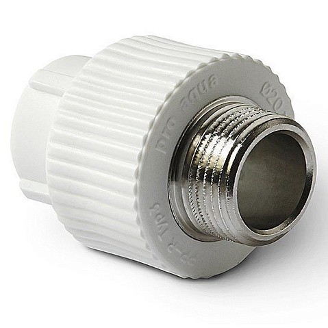 Муфта комбинированная ПП 25-1/2'' PN 25 с наружной резьбой белая Pro Aqua PA23012P купить в Казани | "Проконсим"