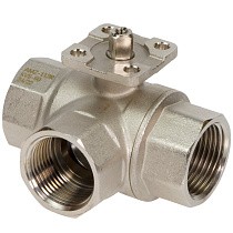Краны латунные шаровые трехходовые DN 20-25 PN 40 никелированные под привод РИДАН AMZ-113R купить в Казани | "Проконсим"